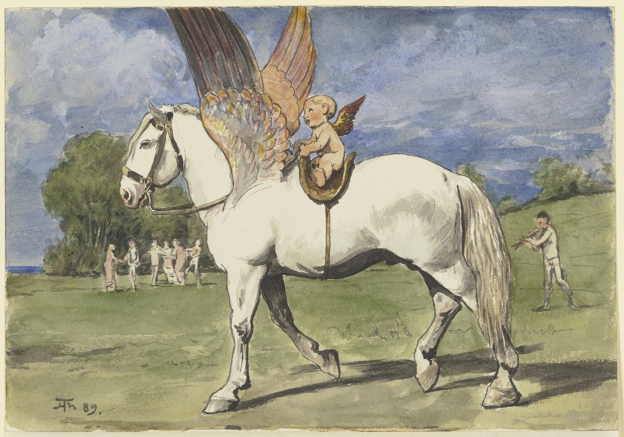 Cherub is Pegasus door Hans Thoma
