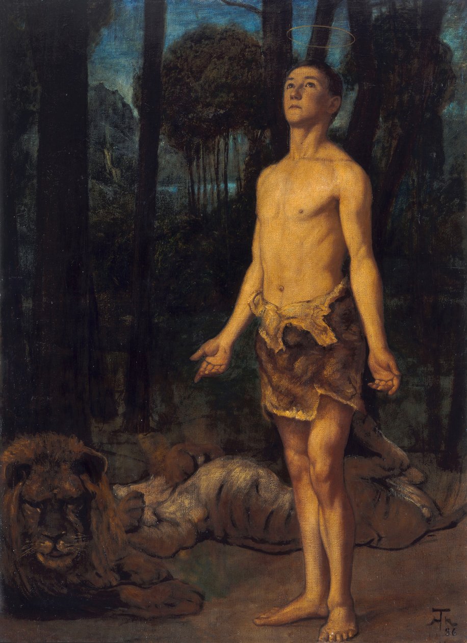 Daniël in de leeuwenkuil door Hans Thoma