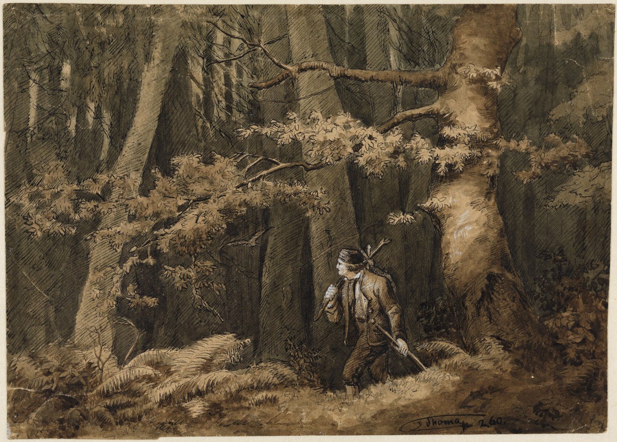 De jager in het bos door Hans Thoma