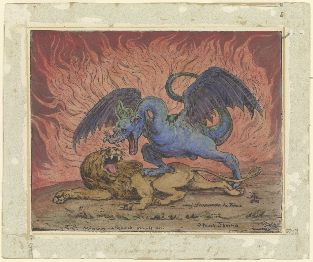 Draak en Leeuw door Hans Thoma
