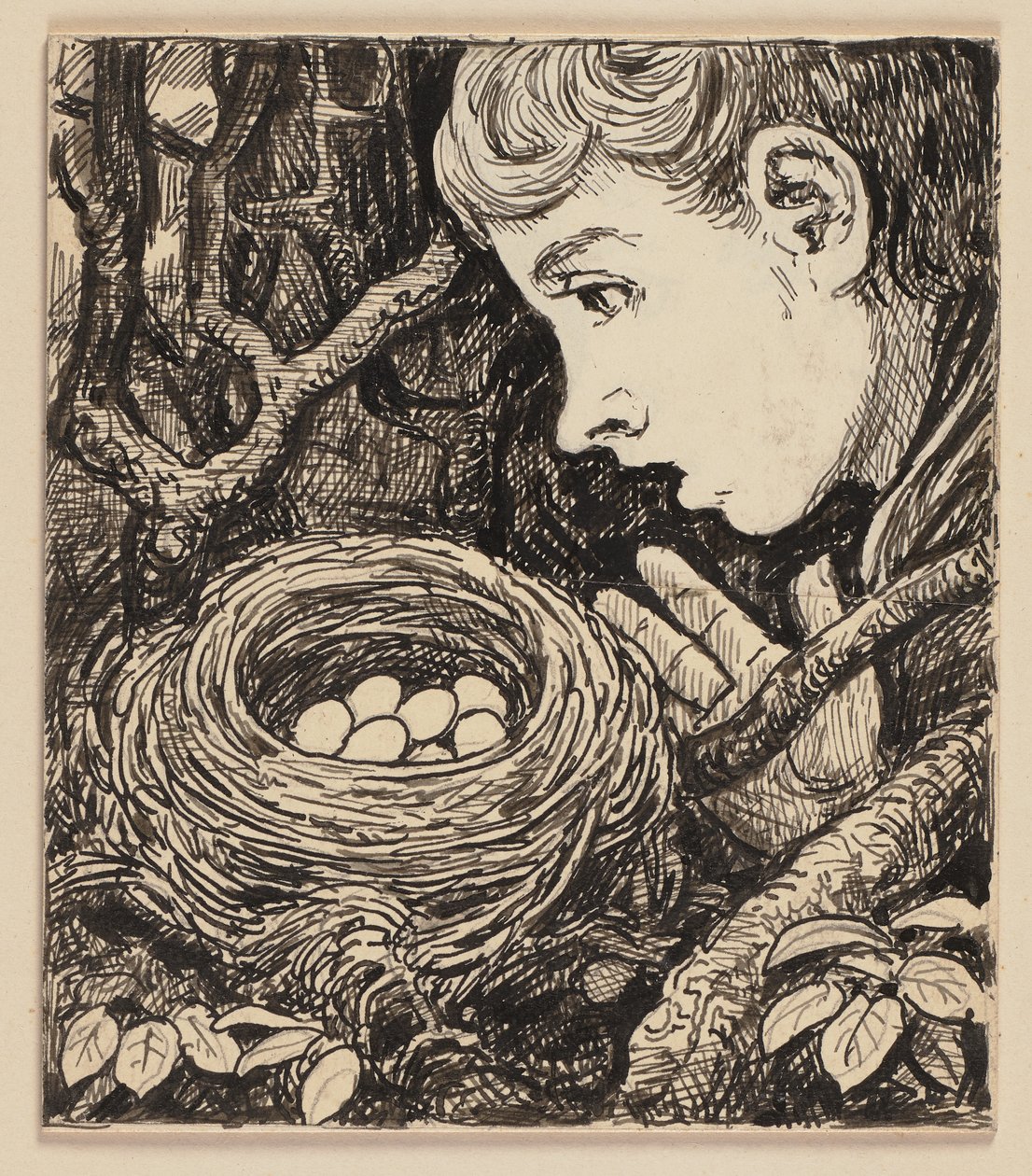 Tekening voor het leesboek: nest door Hans Thoma