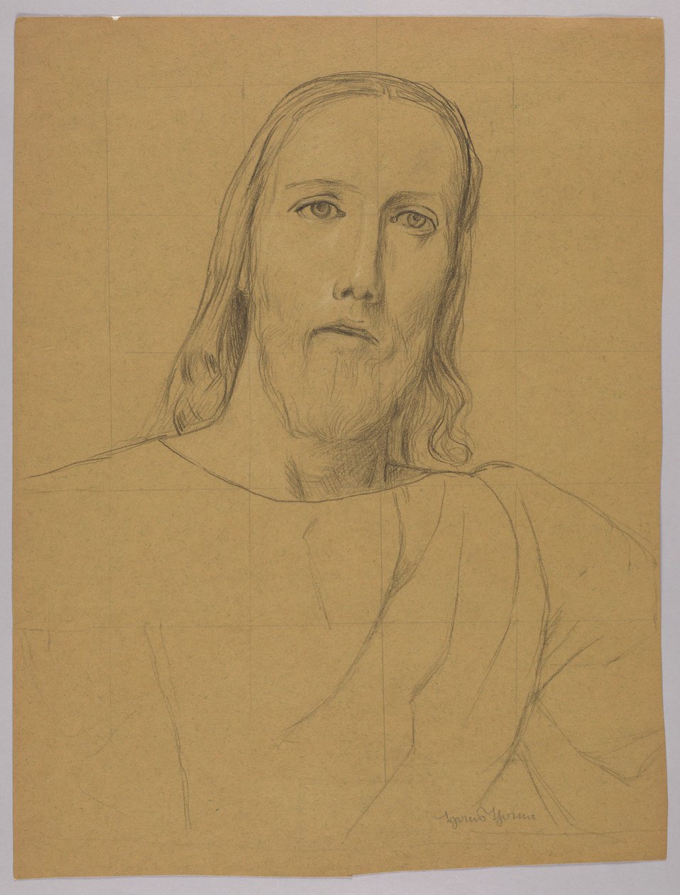 Hoofd van Christus, verso: Kruisiging van Christus door Hans Thoma