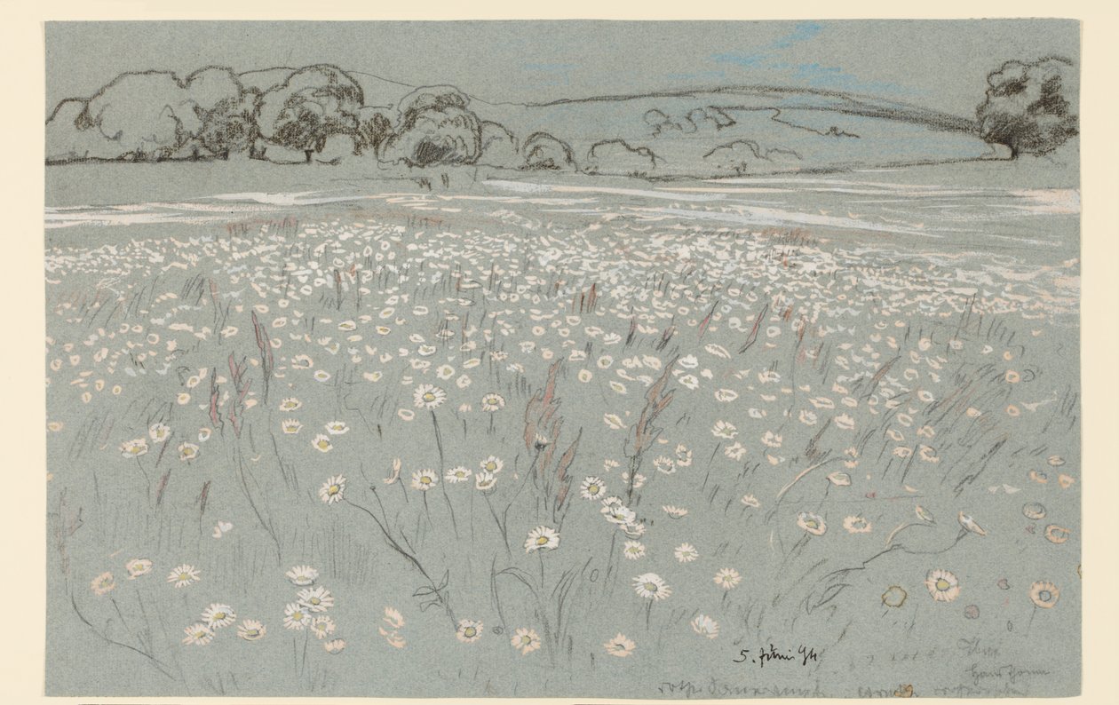 Weide met madeliefjes door Hans Thoma