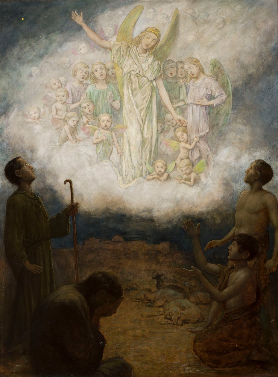 De verschijning van de engel aan de herders door Hans Thoma