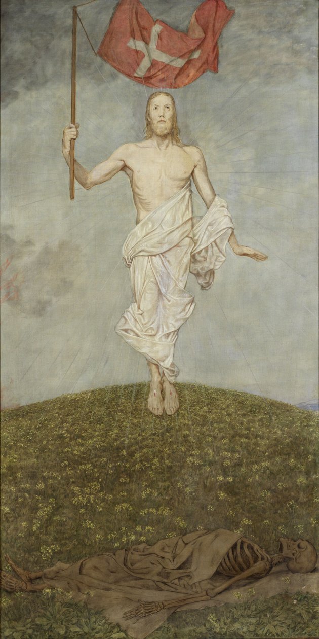 Paastriptychon: De verrijzenis van Christus door Hans Thoma