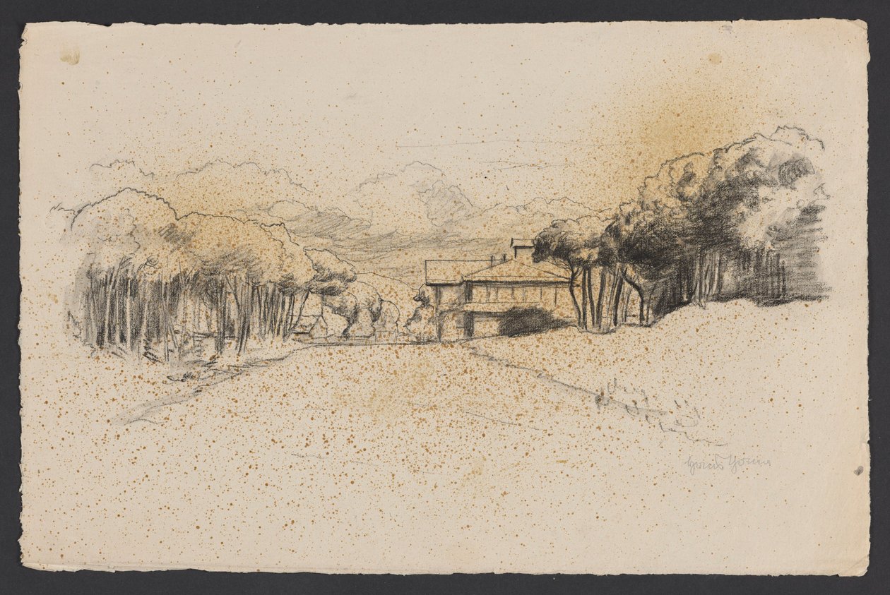 Landschap met een huis tussen de bomen door Hans Thoma