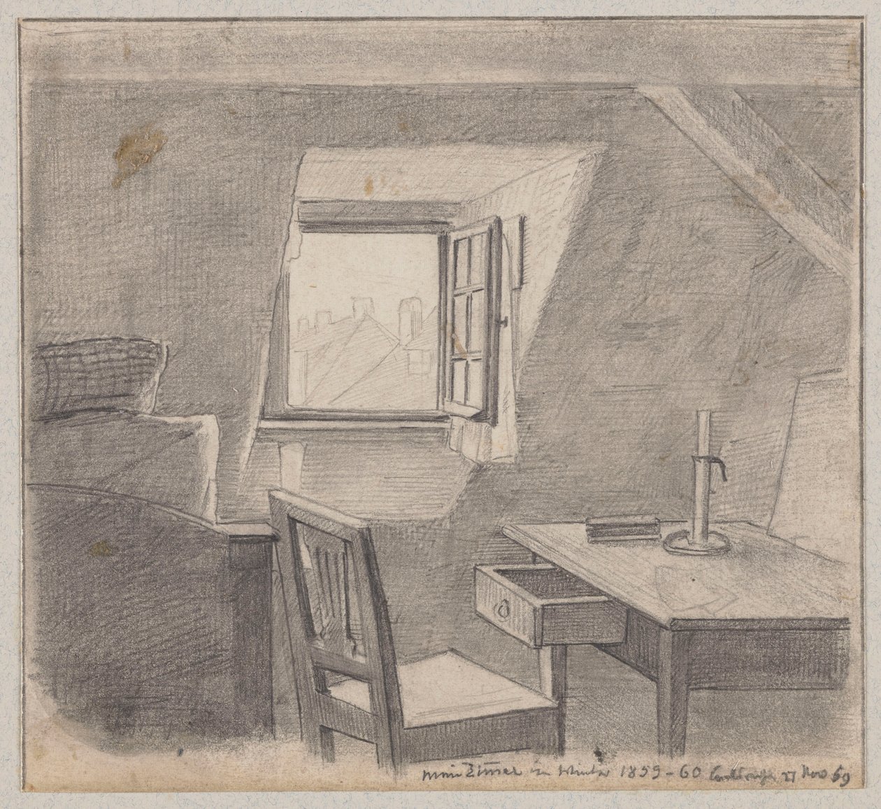 Het atelier van de kunstenaar in Karlsruhe door Hans Thoma