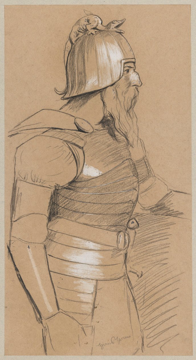 Ontwerp van het kostuum van Hagen door Hans Thoma