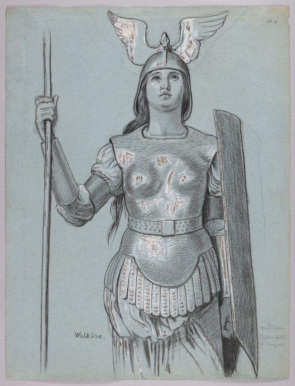 Ontwerp van het kostuum van de Walküre door Hans Thoma