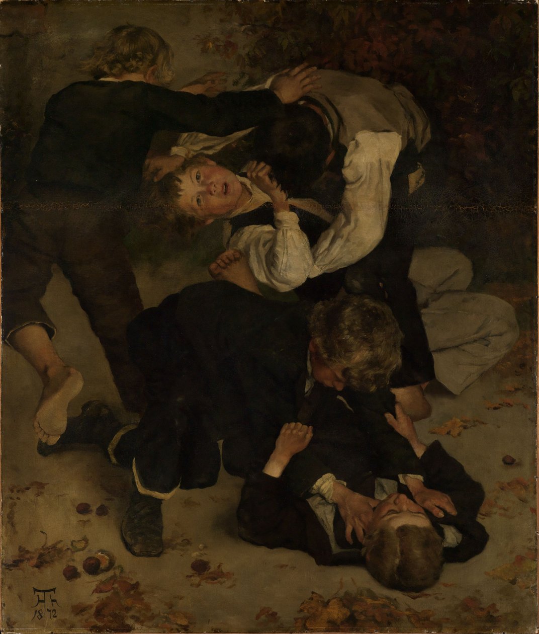 Vechtende jongens door Hans Thoma
