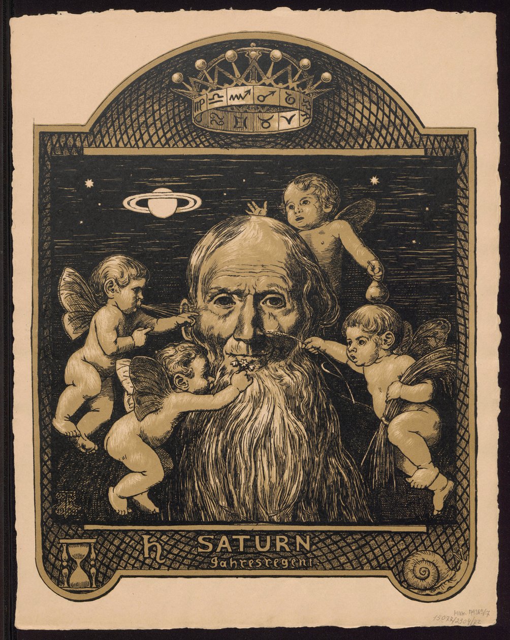 „Saturnus, heerser van het jaar“. Saturnus als heerser van het jaar. Ontwerpen voor de „Eeuwigdurende beeldkalender“, deel II (Eeuwigdurende beeldkalender) door Hans Thoma
