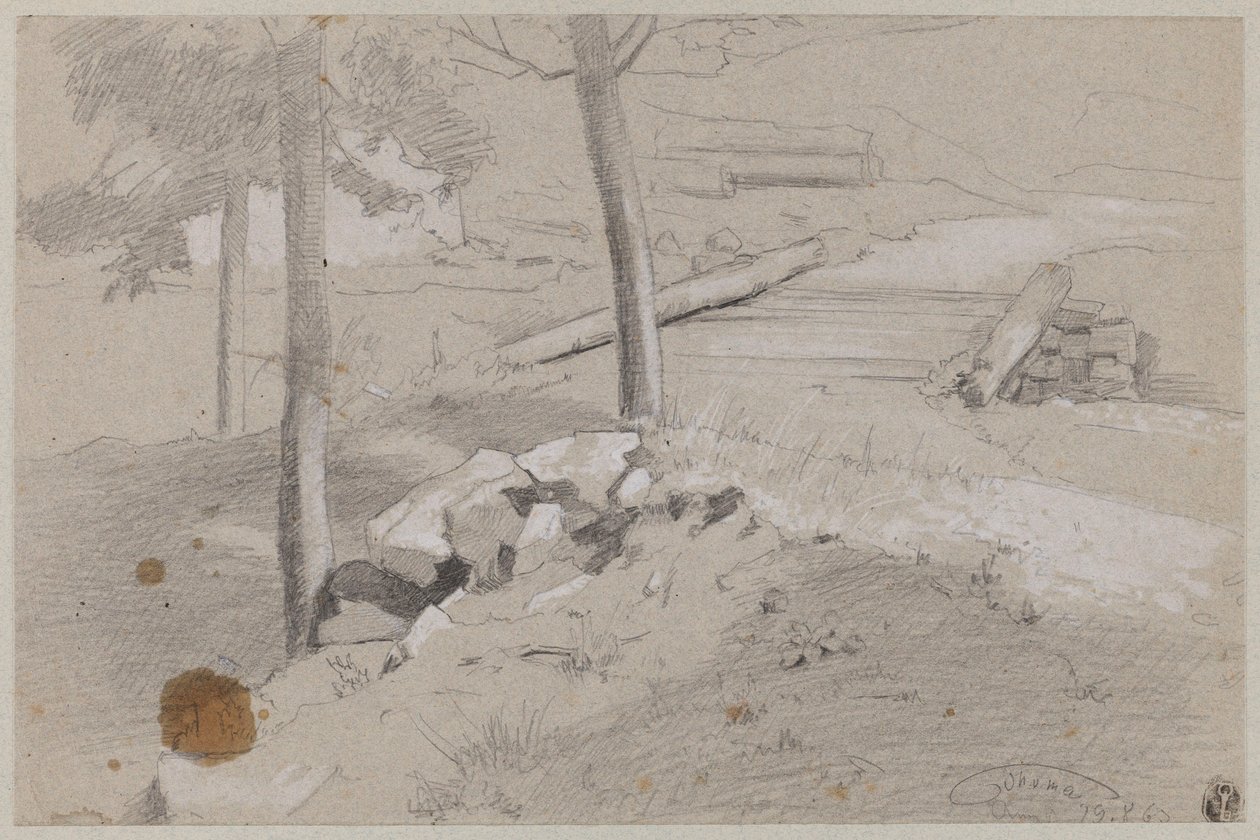 Gevilde boom aan de rand van het bos door Hans Thoma