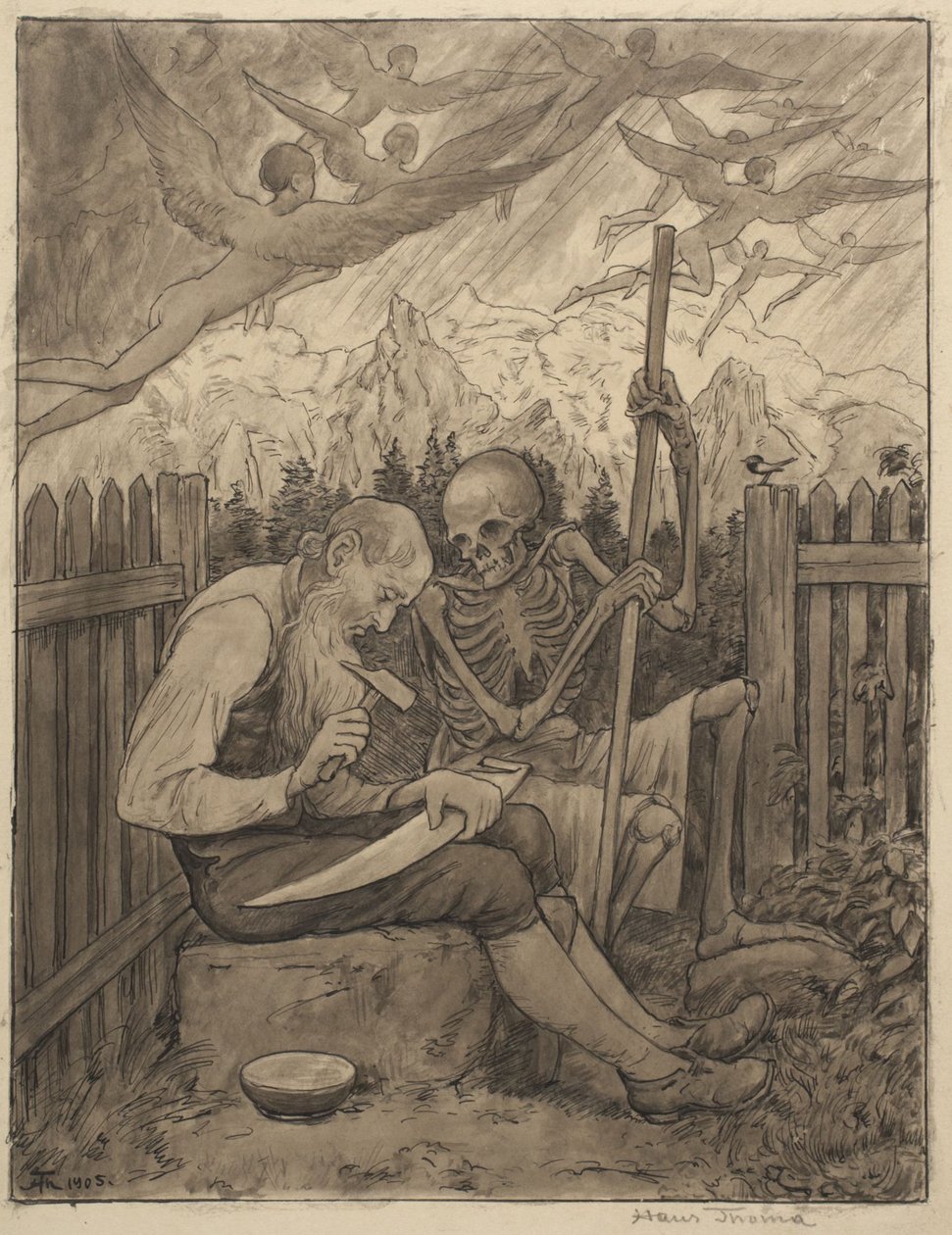 De zeis van de dood slijpen door Hans Thoma