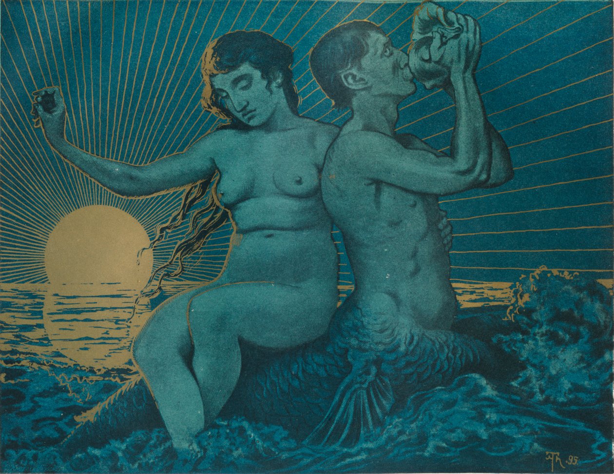 Triton en Nereïde, 1895 door Hans Thoma