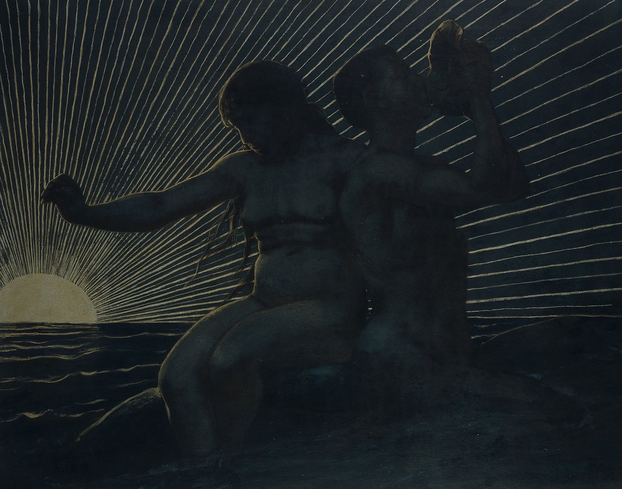 Tritonpaar, 1892 door Hans Thoma