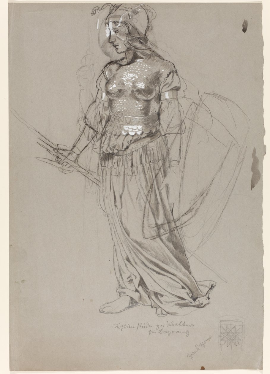 Valkyrie (kostuumontwerp voor Bayreuth) door Hans Thoma
