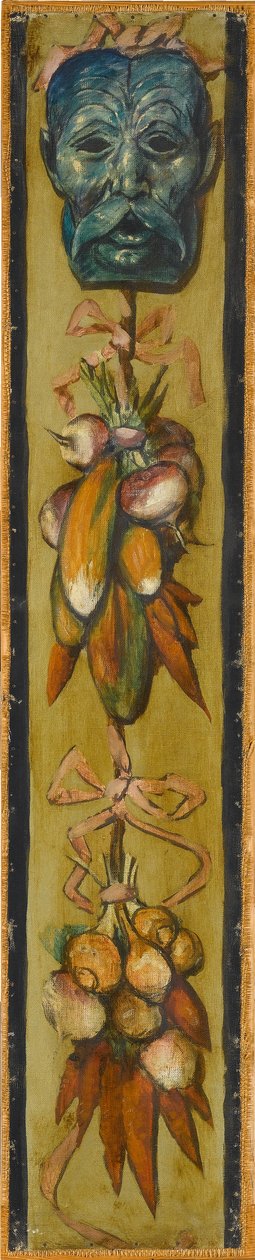 Wandfries aus dem Musiksaal des Hauses Pringsheim, München: Bärtige Maske mit Gemüsebündeln. Rechts von Inv.-Nr. 1917 door Hans Thoma