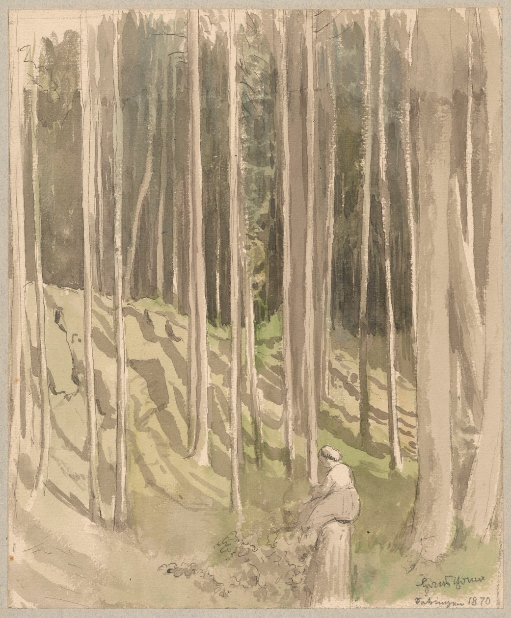 Gezicht op het bos bij Bad Säckingen door Hans Thoma