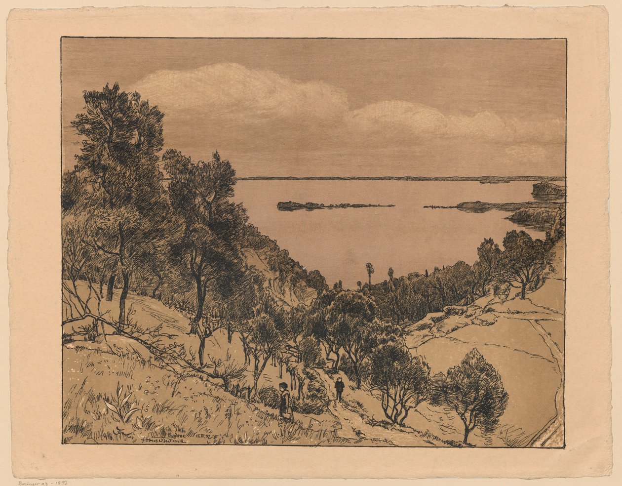 Uitzicht op het Gardameer vanuit de omgeving van Gardone Riviera, Lombardije door Hans Thoma