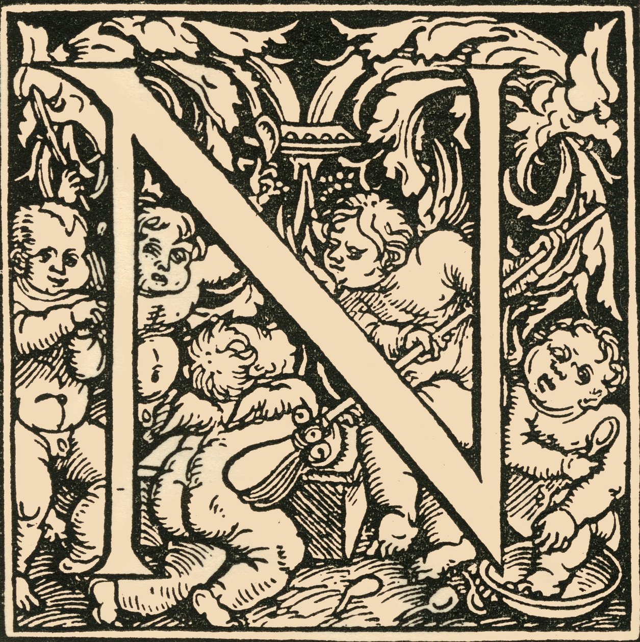 N - Een alfabet door Hans Weiditz, ca. 1520-1521, 1908 door Hans Weiditz