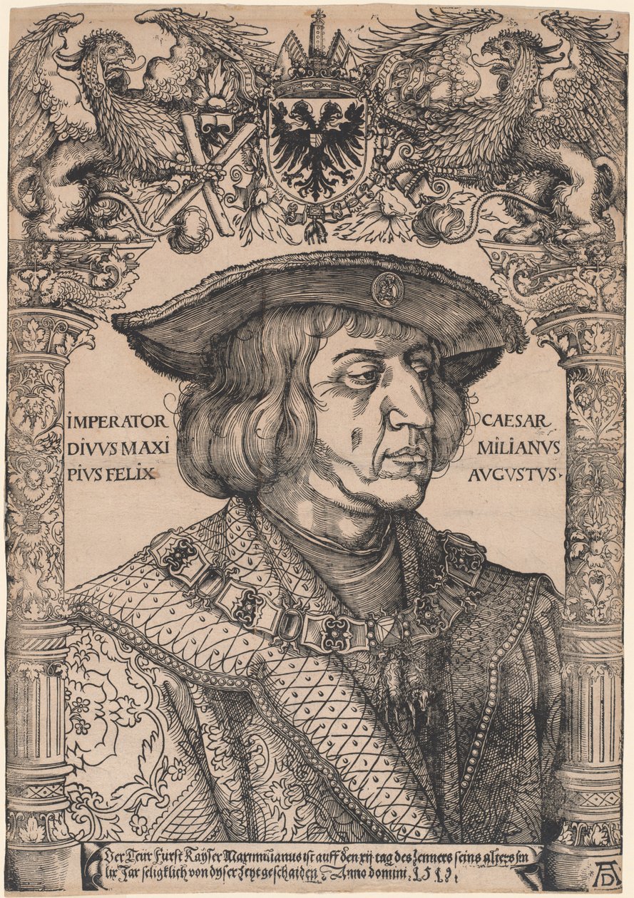 Keizer Maximiliaan I door Hans Weiditz, II, after Albrecht Dürer