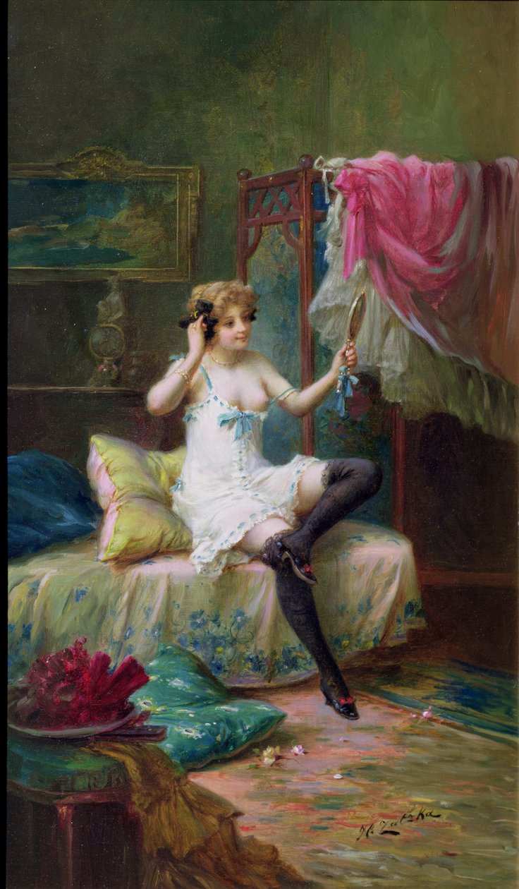 Meesteres in haar Boudoir door Hans Zatzka