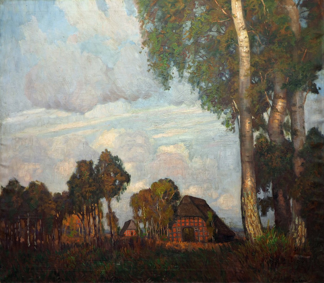 Avondlicht met kleine huisjes door Hans am Ende