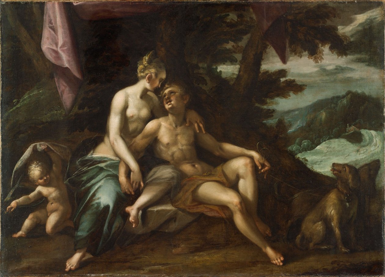 Venus en Adonis door Hans von Aachen