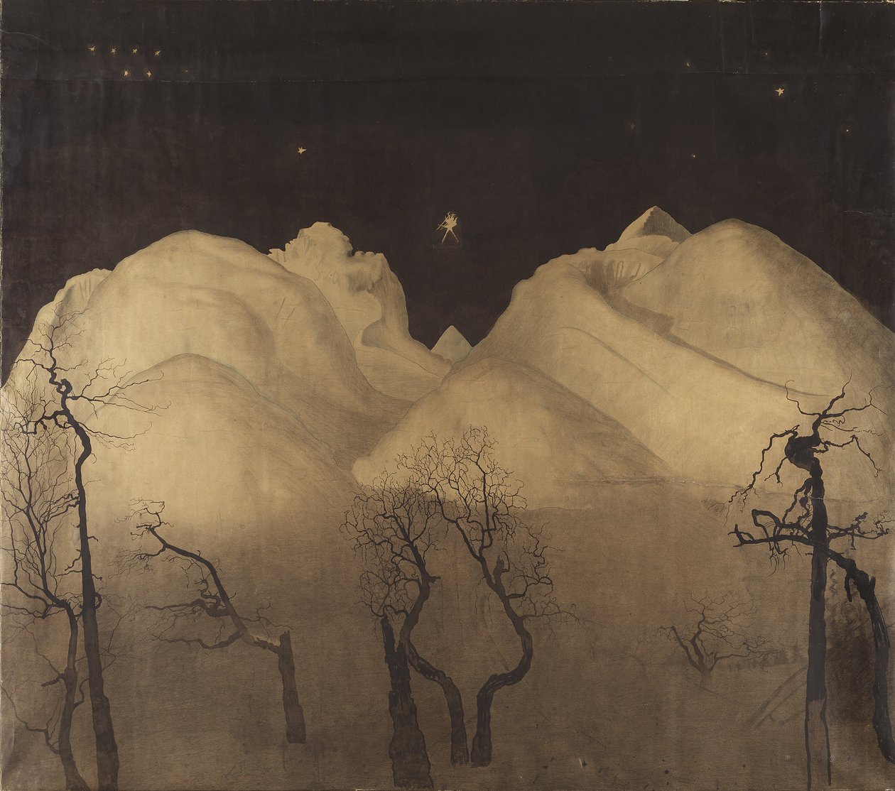 Winteravond in de bergen. studie, 1902-2 door Harald Oscar Sohlberg
