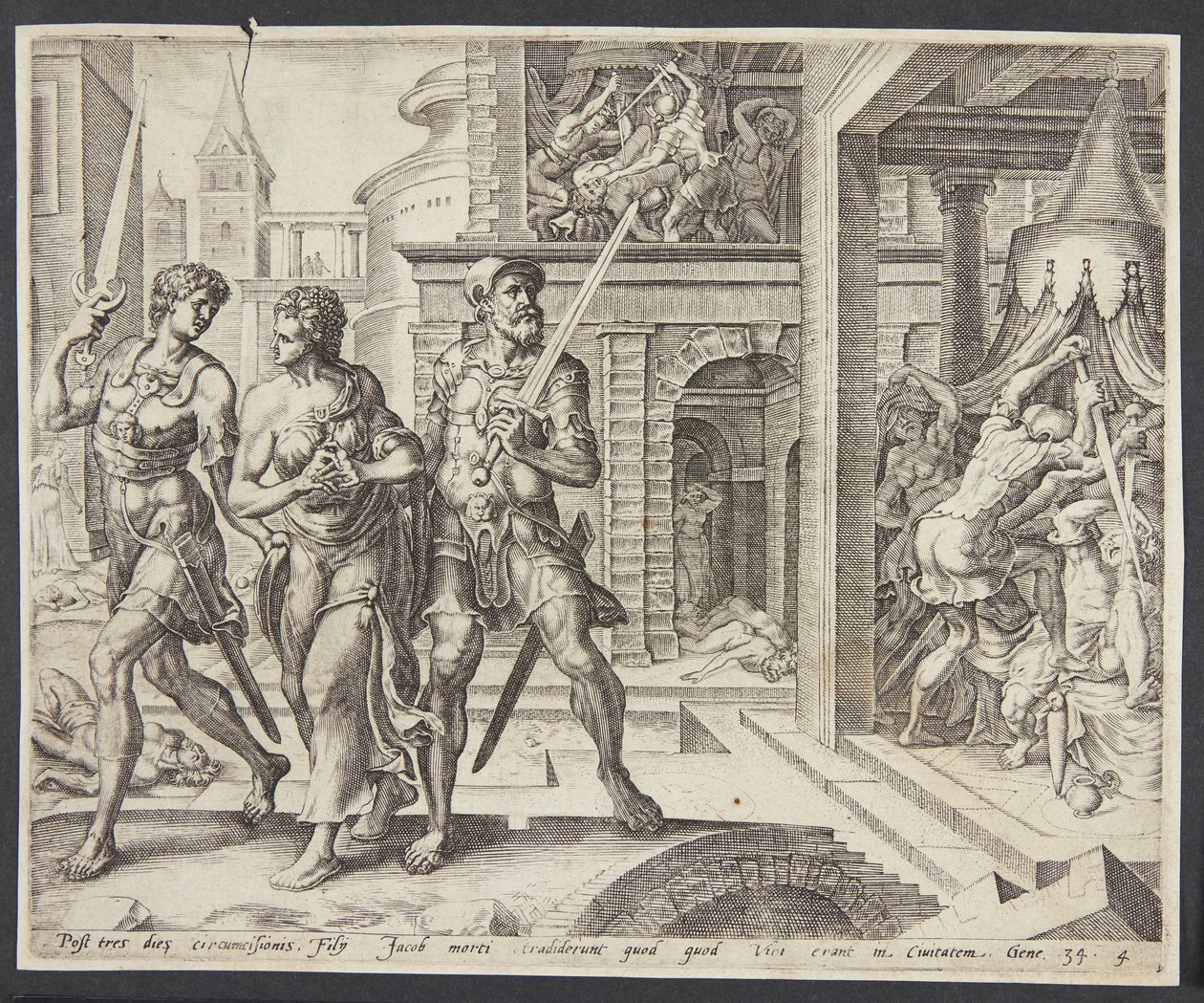 Dinah thuisgebracht door Simeon en Levi door Harmen Jansz. Muller