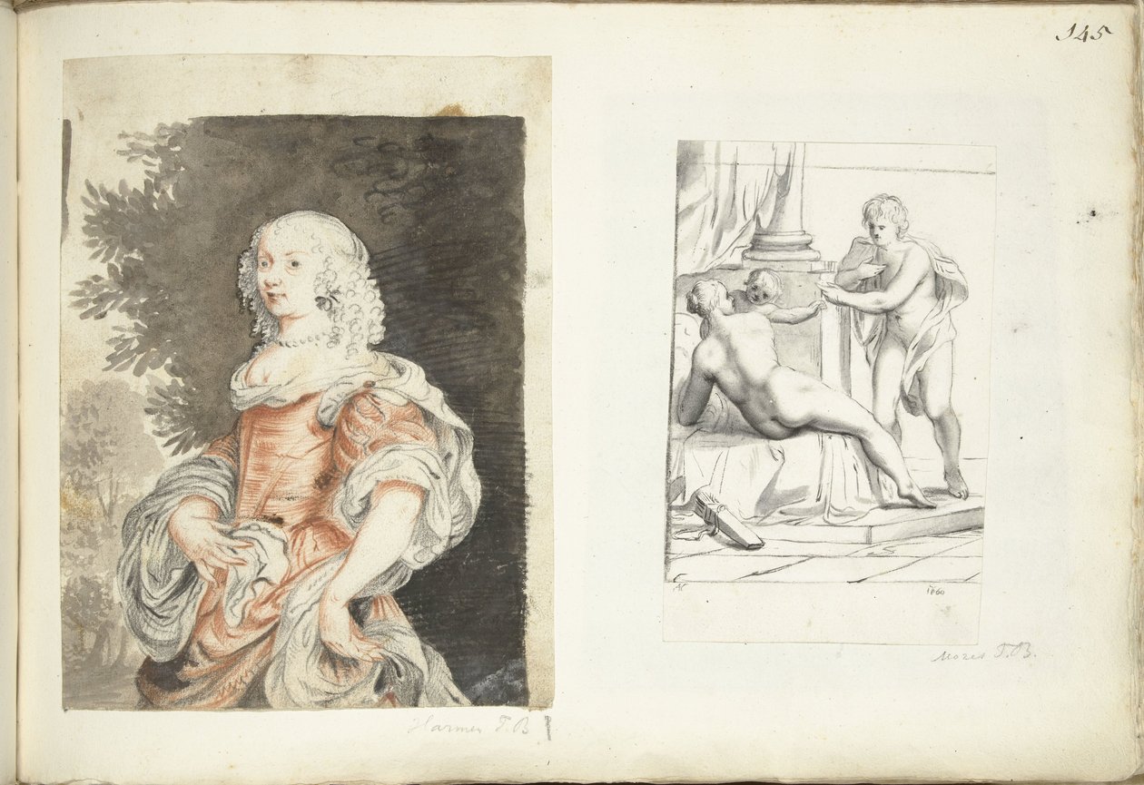 Portret van een vrouw en Venus, Amor en Mars door Harmen ter Borch (possibly)