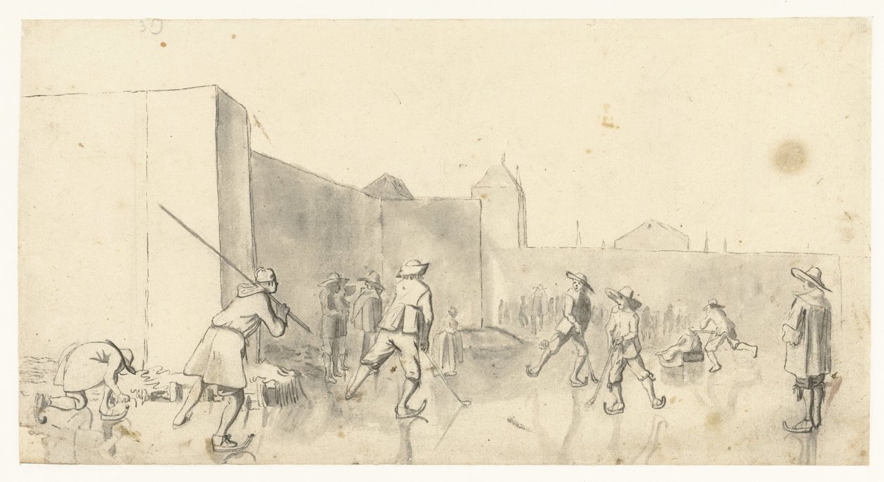 Schaatsers bij de Zijlpoort, Haarlem door Harmen ter Borch
