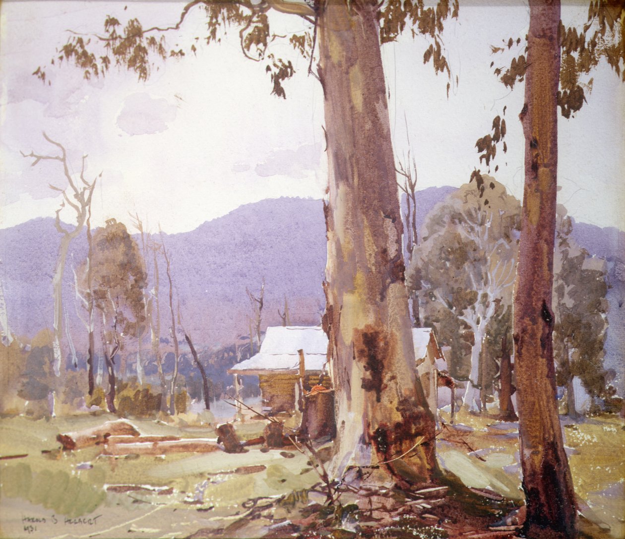 Het Huis van de Kolonist in Kiewa Valley, Victoria door Harold Brocklebank Herbert