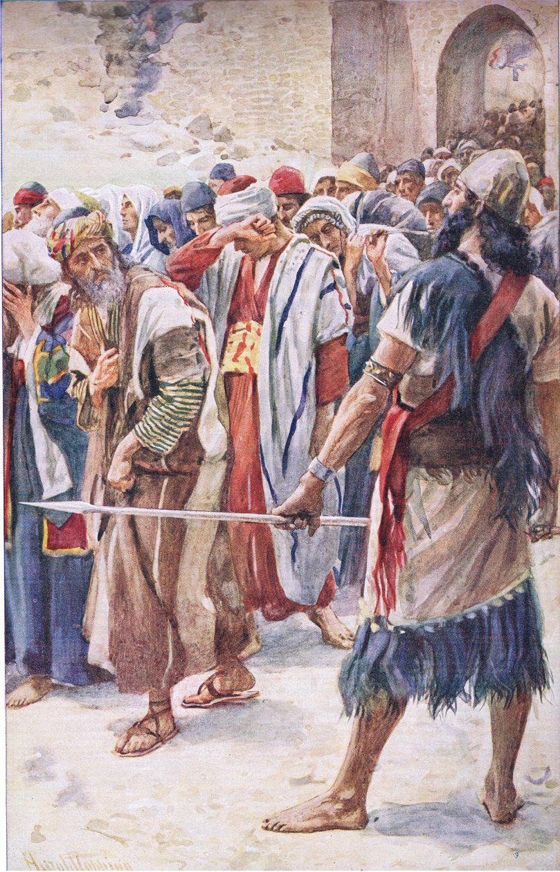 De gevangenen van Babylon, illustratie uit Pictures That Teach The Crown Series, 1920 door Harold Copping