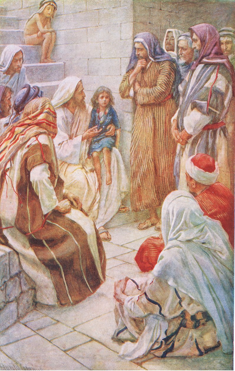 Het kleine kind in het midden, illustratie uit Harold Copping Pictures: The Crown Series, ca. 1920 door Harold Copping