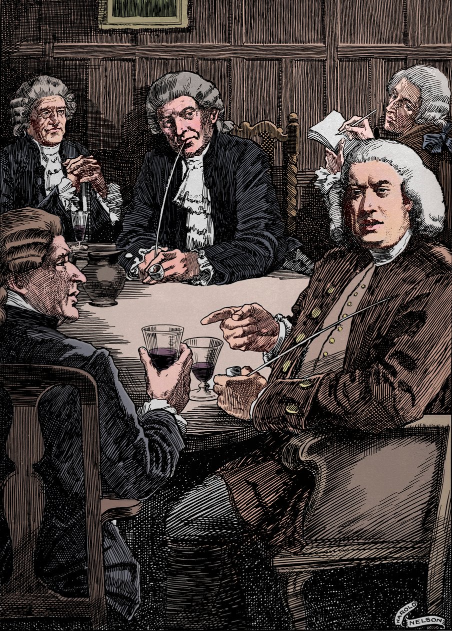 Dr. Johnson in gesprek met zijn vrienden door Harold Edward Hughes Nelson