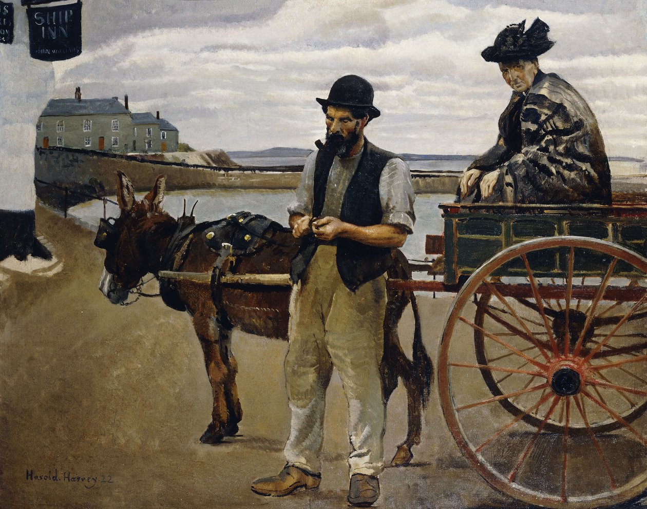 Man met een vrouw in een kar door Harold Harvey