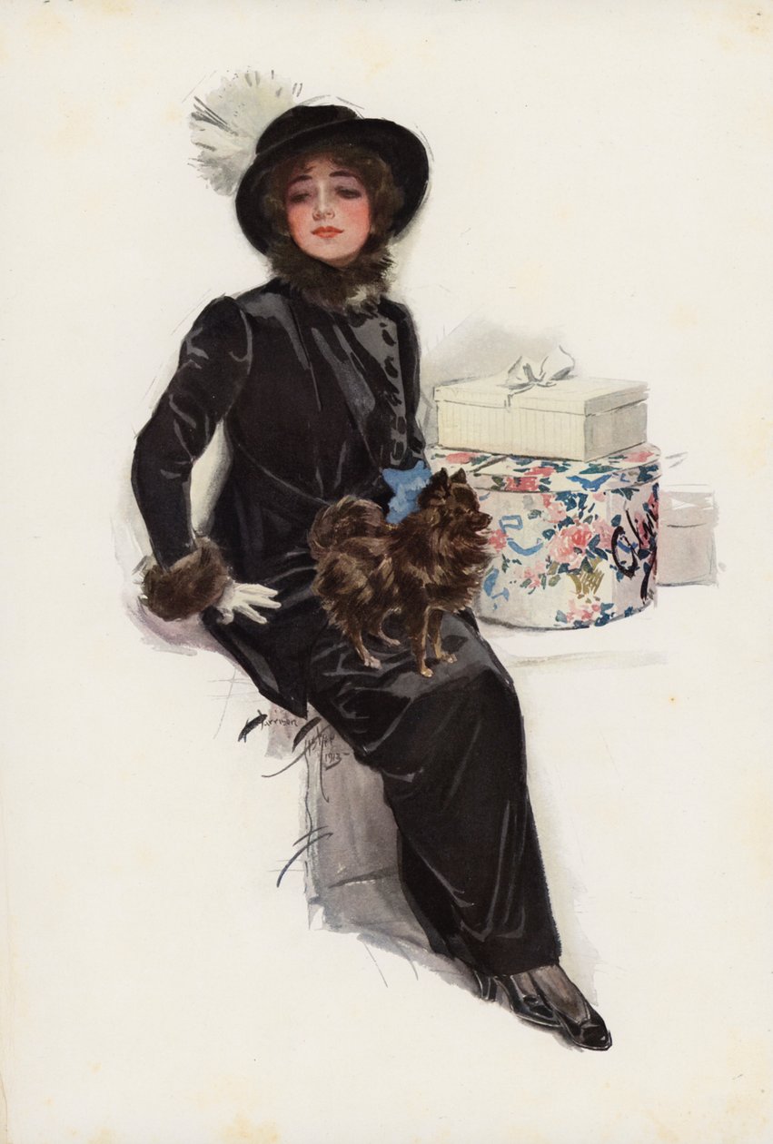 My Lady of Yule (kleurenlitho) door Harrison Fisher