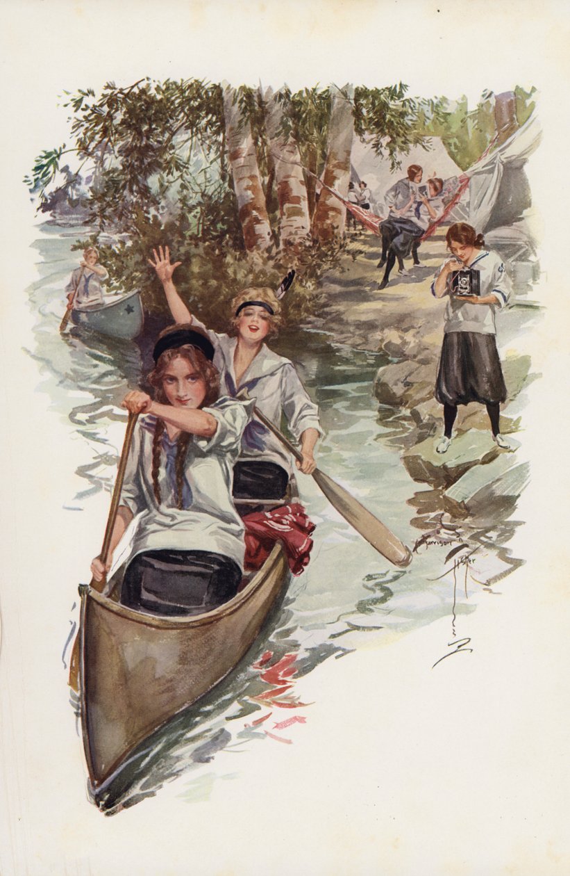 Toen en nu (kleurenlitho) door Harrison Fisher