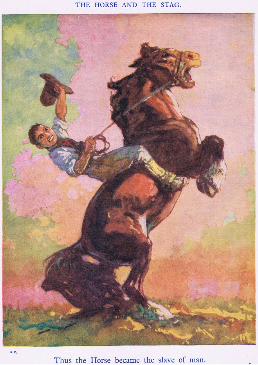Zo werd het paard de slaaf van de mens (uit het Paard en het Hert) door Harry (1878 1950) Rountree