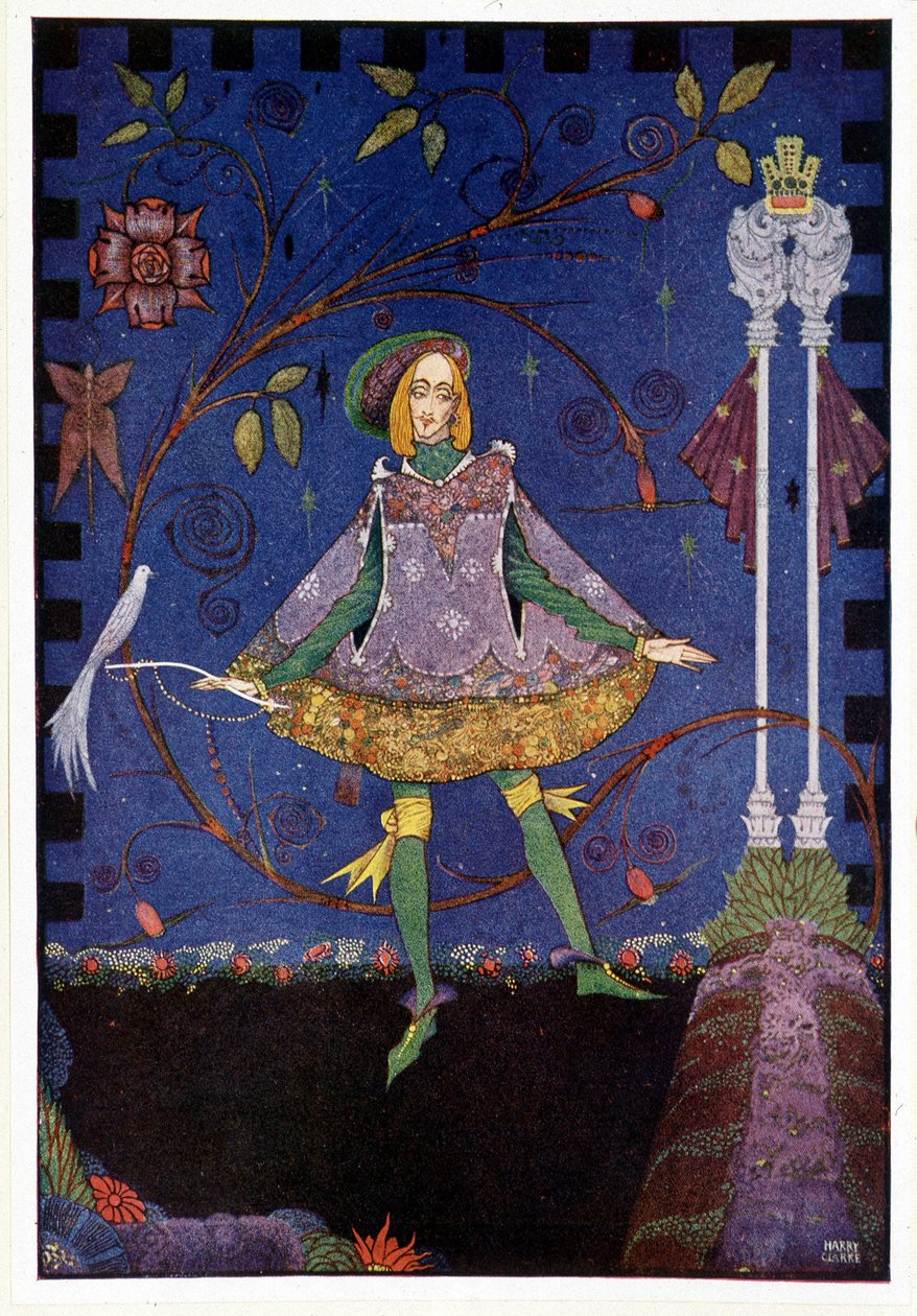 Op het graf van de vader van de prinses groeide toen een rozenstruik - De varkenshoeder "De prinses en de varkenshoeder" - in "Sprookjes" door Hans Christian Andersen, ill. door Harry Clarke door Harry Clarke