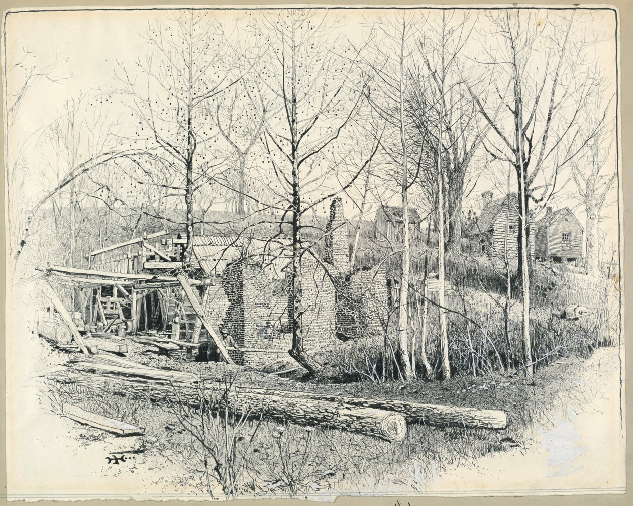 Tekening, huidig aanzicht van Gaines
