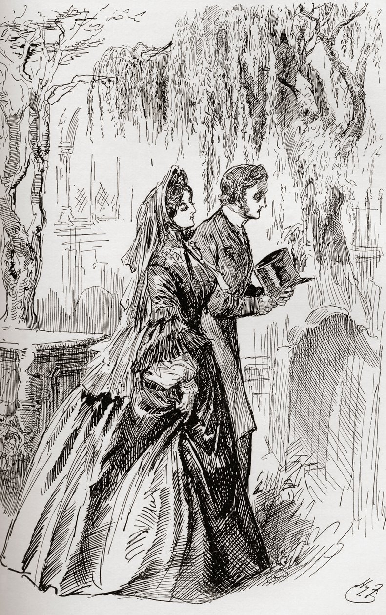 Estella en Pip. "Ik zag geen schaduw van een ander afscheid van haar." door Harry Furniss
