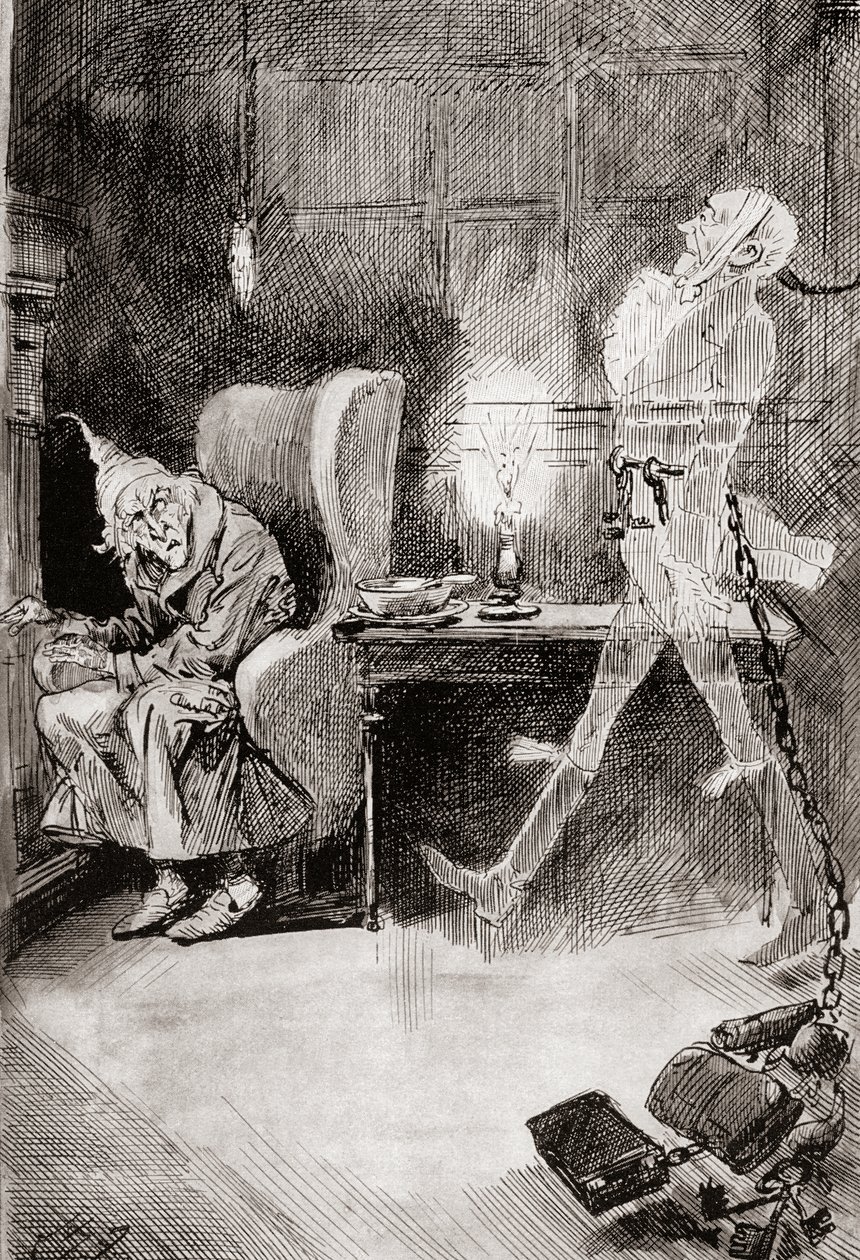 Illustratie voor A Christmas Carol uit The Christmas Books van Charles Dickens door Harry Furniss