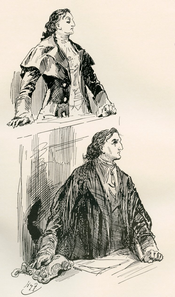 Illustratie voor de roman Een verhaal van twee steden van Charles Dickens door Harry Furniss