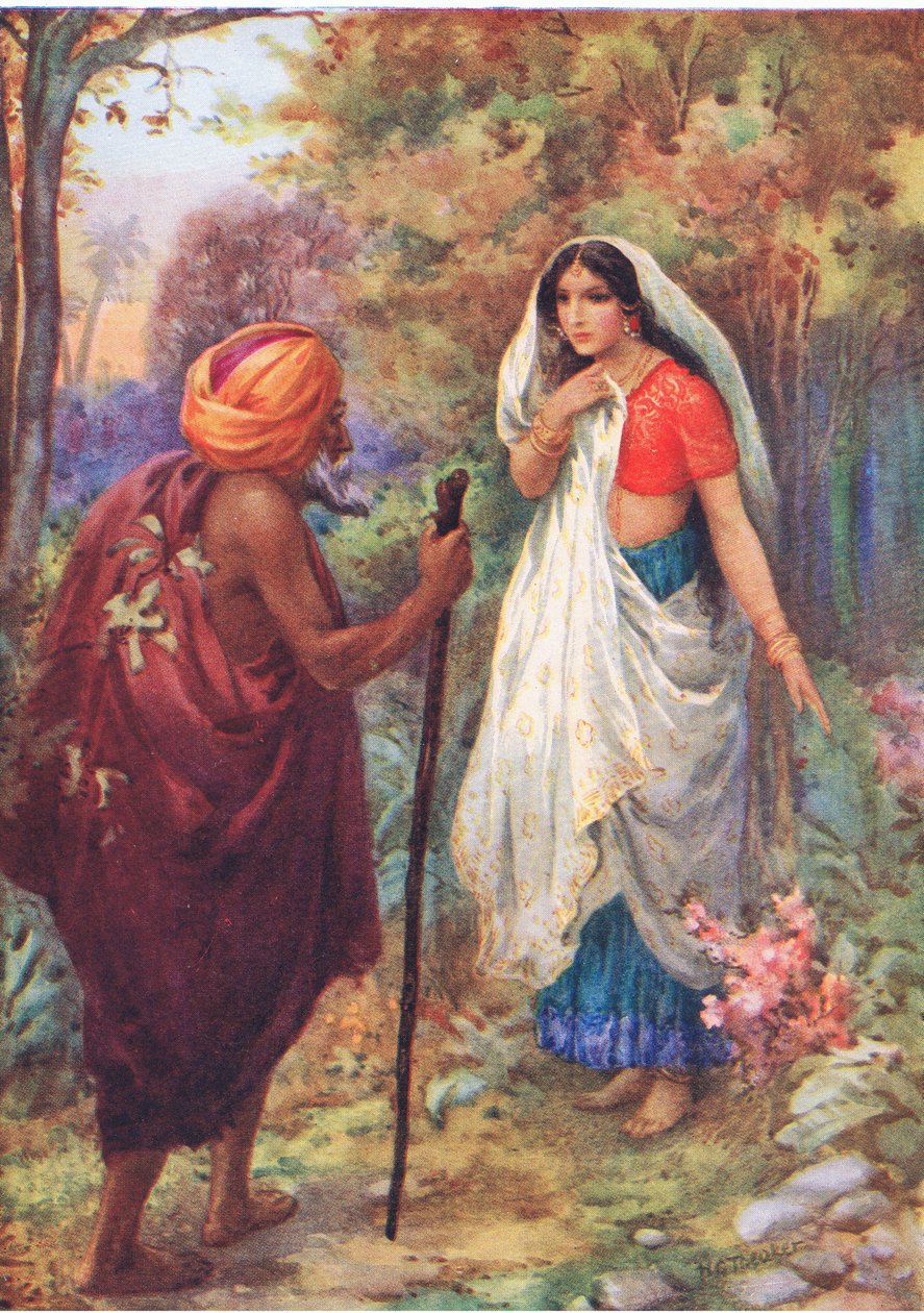 "Mag ik een tijdje rusten op deze aangename plek. Uit de avonturen van Rama en Sita, illustratie uit 