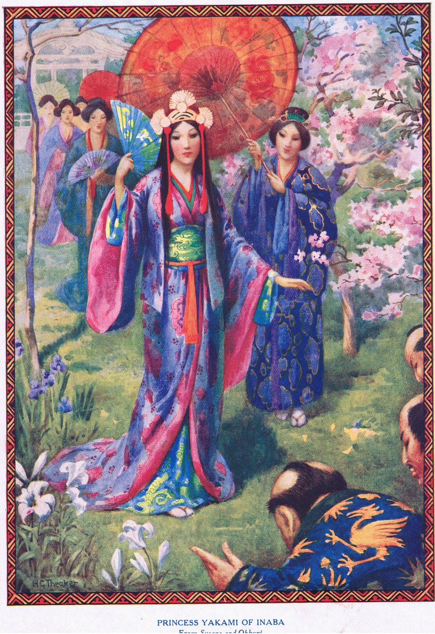 Prinses Yakami van Inaba (uit Susano en Ohkuni) (litho) door Harry George Theaker