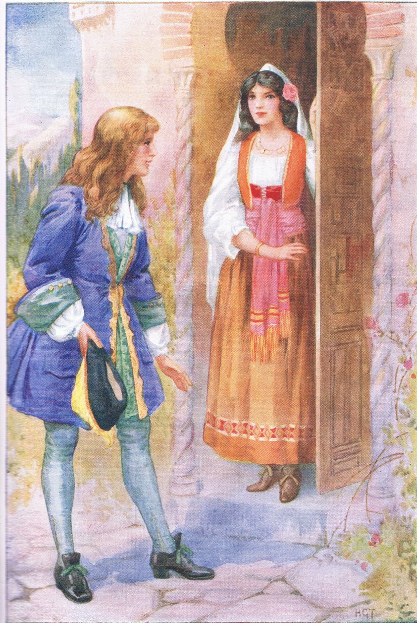 Ruyz De Alercon en de Roos van het Alhambra (uit het verhaal De Roos van Alhambra) , illustratie uit
