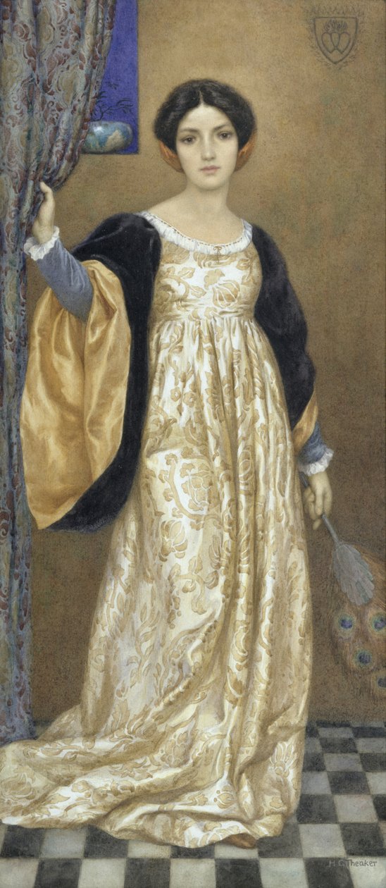 Staande vrouw, ca. 1905 (aquarel en gouache op papier) door Harry George Theaker