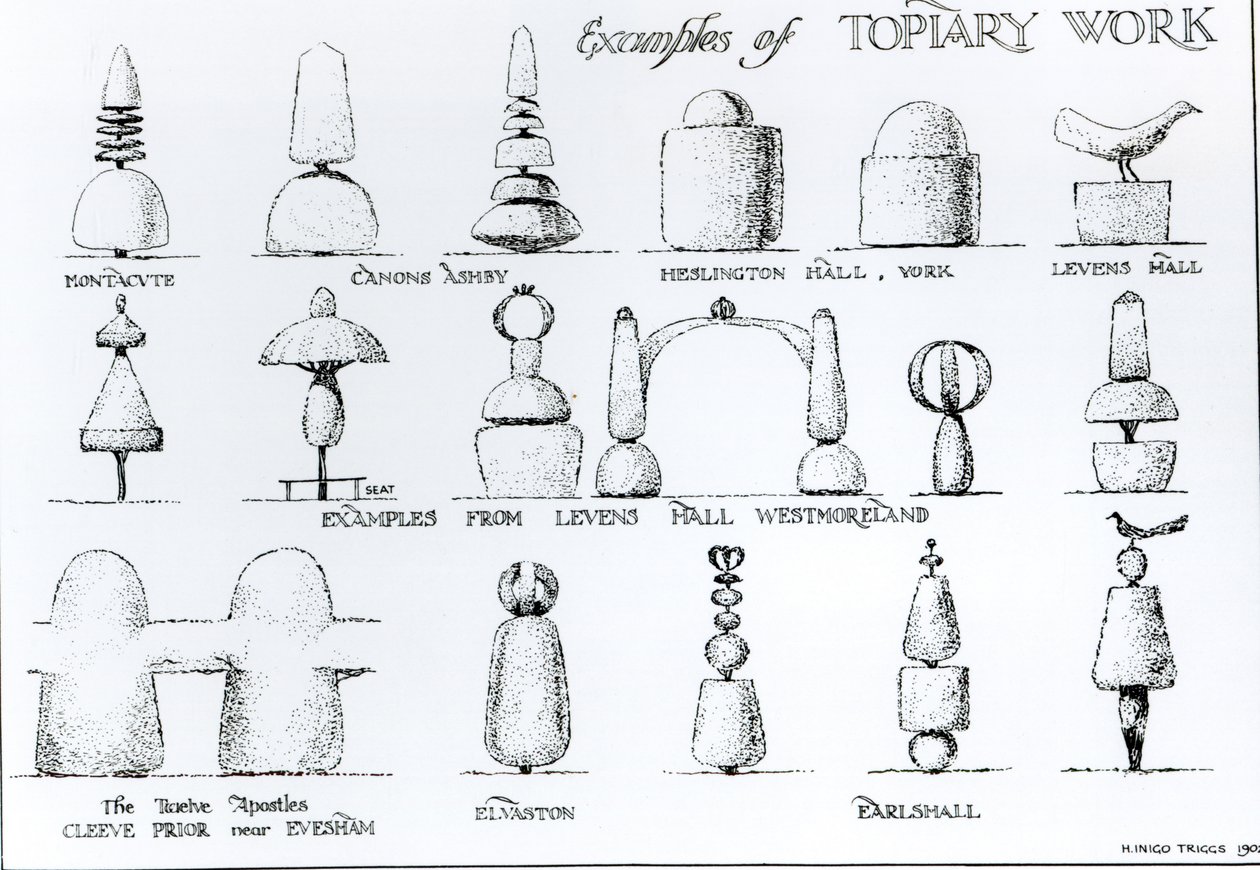 Voorbeelden van topiary werk door Harry Inigo Triggs
